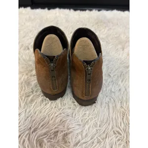 BORN Brown Suede Ankle Boots‎ Women Side Zip Cutout Heel Comfort Low Heel thumbnail 6