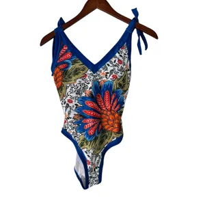 Floral Tie Strap One Piece Swimsuit - Beach Vacation Resort‎ Wear Summer thumbnail 2