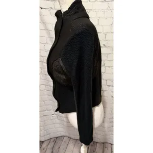 Miss Me Jacket Womens Small Black Gray Mixed Moto Asymmetric Zip Stretch Sweater thumbnail 3