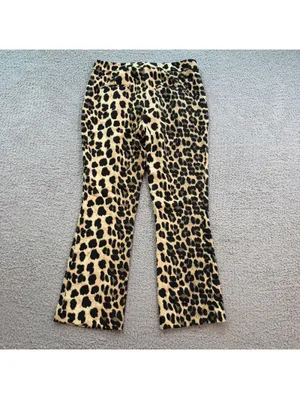 Zara Leopard Print Flare Pants Women M Animal Print Stretch Bootcut Trousers thumbnail 2