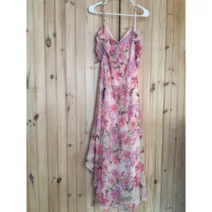 NWOT Lulus Watch Me Grow Pink Floral Print Cold-Shoulder High-Low Dress Resort M thumbnail 5