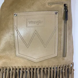 Wrangler Brown Fringe Studded Shoulder Bag Zip Closure Inner Pockets Western thumbnail 4