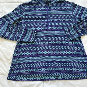 Columbia Womens XL Blue Fair Isle‎ 1/4 Zip Fleece Pullover Long Sleeve Retro Y2K thumbnail 2