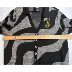 Wicked Universal Studios Hot Topic Shiz University Cardigan Sweater Black Grey 1 thumbnail 7