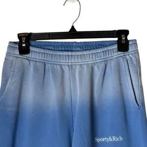 Sporty‎ & Rich Sweatpants Women Small Blue Logo Dip Dye Ombre Joggers Streetwear thumbnail 4