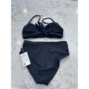NWT Quince Black Italian Scoop Neck Bikini Top & High Rise Bottoms Set Small thumbnail 2
