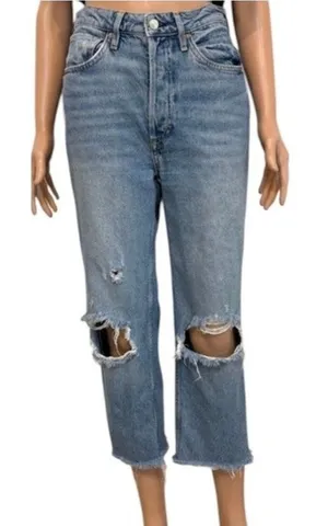 We the Free People 27 tapered cropped distressed button fly jean J2 2728 thumbnail 1