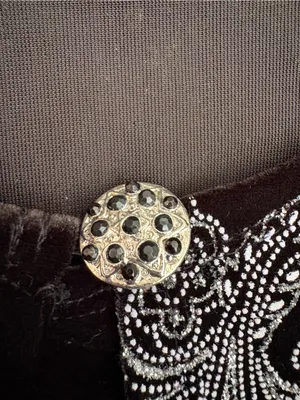 Notations Petite PXL Black Velvet Silver Paisley Floral Shimmer Cardigan thumbnail 4