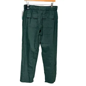 Kut from the Kloth Rosalie Relaxed Drawstring Pant Olive Green Linen Blend M NEW thumbnail 4