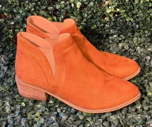 Corky's Crisp Boots in Cognac, size 10, Fall Cozy Booties Block Heel faux suede thumbnail 1