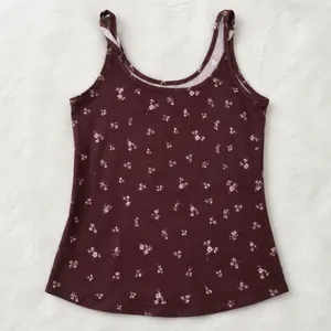 No Boundaries Burgundy Ditsy Floral Tank Top Y2K Coquette L thumbnail 2
