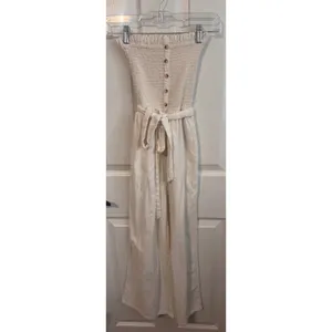 Billabong Jumpsuit Forward Feelings Strapless Smocked White XS NWOT‎ Wide Leg thumbnail 3