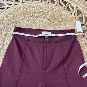 NWT Anthropologie Maeve Pants Womens 2 Burgundy Red Split Hem Pintuck Skinny Leg thumbnail 5