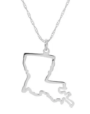 Maya Brenner Louisiana Necklace SterlingSilver State Outline Charm Delicate Fine thumbnail 1