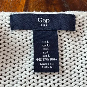 Gap Womens Large‎ White Tan Striped 100% Cotton Long Sleeve Crew Neck Sweater thumbnail 3