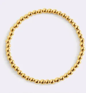 Gold Beaded Stretch Bracelet - Women Layering Jewelry New thumbnail 1