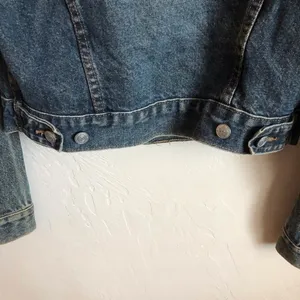Vintage Bulldog Denim Trucker Jacket Distressed‎ Blue Western Cowgirl Jean Coat thumbnail 8