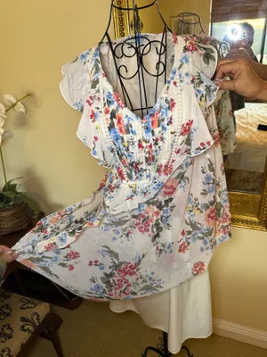 Abercrombie & Fitch Floral Midi Dress with Ruffle Sleeves thumbnail 5