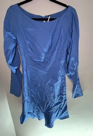 Free People Tradwife Peasant Bohochic Girl Bohemian Blue Dress Size 4 thumbnail 1
