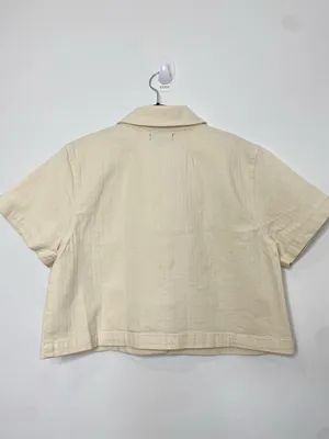 J.Crew Ecru Denim Cropped Button Up thumbnail 3
