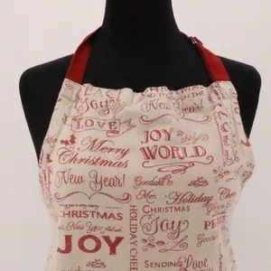 Vintage Holiday Christmas Apron Kitchen Womens Size OS Red Cream Joy Love Pocket thumbnail 3