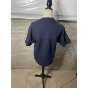 NWT Amazon Womens Navy Blue Oversized Short Sleeve Button Down Shirt Size Small‎ thumbnail 2