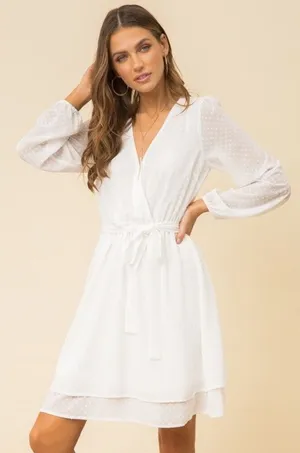 Hem & Thread Belle of the‎ Ball Dress White Swiss Dot Mini Dress Sz Small NEW thumbnail 1