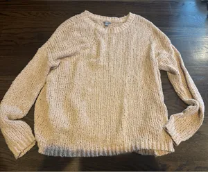 Aerie Pale Pink Knit Crew Neck Sweater small thumbnail 1