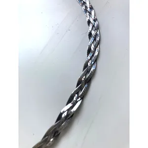 Vintage 90s Quiet Luxury Liquid Silver Woven Braided Herringbone Chain Necklace thumbnail 4
