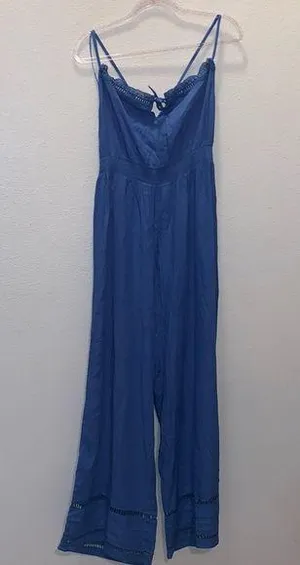 NWT O’Neill Malia XL blue strappy lightweight jumpsuit thumbnail 1