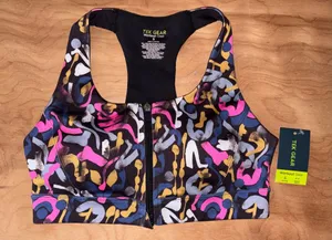 Tek Gear front-zipper, graffiti print sports bra thumbnail 1