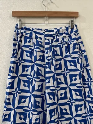 Free‎ People Menocra Cropped Printed Pant in Cobalt Size 2 thumbnail 6