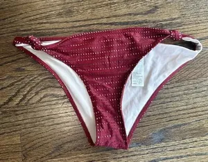 Abercrombie & Fitch Side Knot Bikini Bottom Burgundy Size Medium thumbnail 1