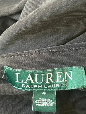 Lauren Ralph Lauren Faux Wrap V-Neck Black Dress Size 4 thumbnail 12