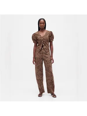 GAP Leopard Brown High Rise Barrel Jeans thumbnail 6