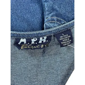 VTG 90s M.P.H. Blues Denim Jumper Dress L Embroidered Animals Safari Pockets NWT thumbnail 8