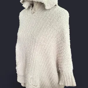 Hippie Rose Oversized Cozy + Warm Fluffy Cream Hooded Fuzzy Women Sweater M/L; OS thumbnail 4