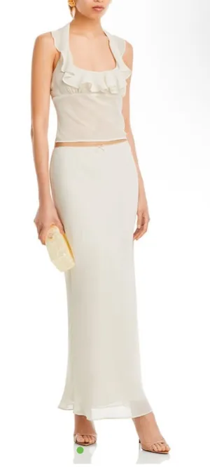 Cream Maxi Skirt - Sleek High-Rise Silhouette thumbnail 1