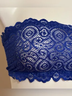 FREE PEOPLE Royal Blue Paisley Sheer Lace Bandeau Bralette Sz S/S-T1 thumbnail 5