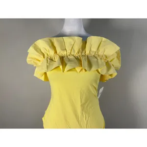 Altar'd State Bodysuit Women L Yellow New Ruffle Off‎ Shoulder thumbnail 6