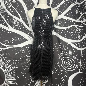 Lulu’s Ace of Spades Black Sequin Bodycon Dress S Polyester Stretchy Lulus thumbnail 4