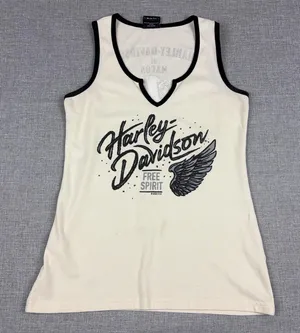Harley-Davidson Tank Top Womens S White Scoop Neck Free Spirit Graphic Biker thumbnail 1
