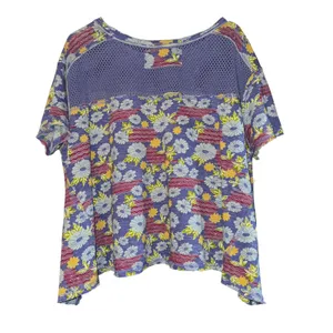 Free People Beach Dreaming‎ Floral Top Women's Small Boho Mesh Oversized Retro thumbnail 6