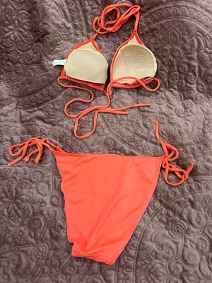 MD Coral Pink Bikini Set Orange Size M thumbnail 2