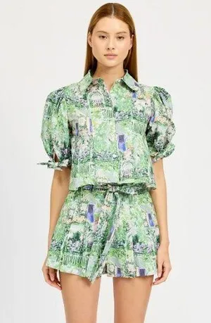 EN SAISON Molly Shirt and Molly Belted Shorts set- Green Violet thumbnail 3