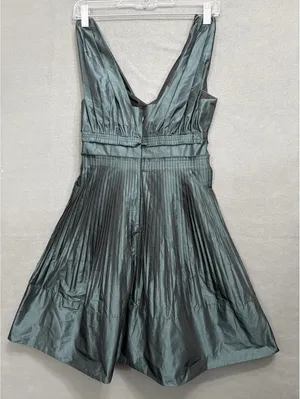 BCBG Generation Women’s Dark Green V-Neck Pleated Fit & Flare Dress 0 YFM6E014 thumbnail 3
