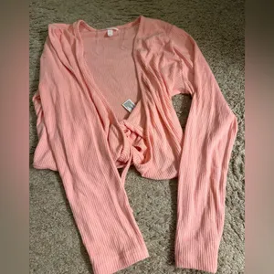 Colsie Balletcore Pink Cozy Wrap Top, Bralette, & Ribbed Jogger Set - size XL thumbnail 4