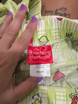 Womens Strawberry shortcake Plaid Green Pajama Pants thumbnail 3