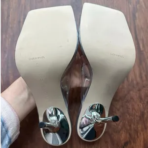 NEW Good American Emma Clear Stiletto Mule Heels Womens Open Square Toe 9 thumbnail 2