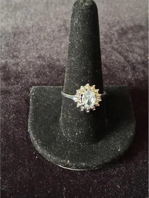 Vintage Style Faux Aquamarine Halo Cocktail Ring Silver Tone Size 10 thumbnail 4